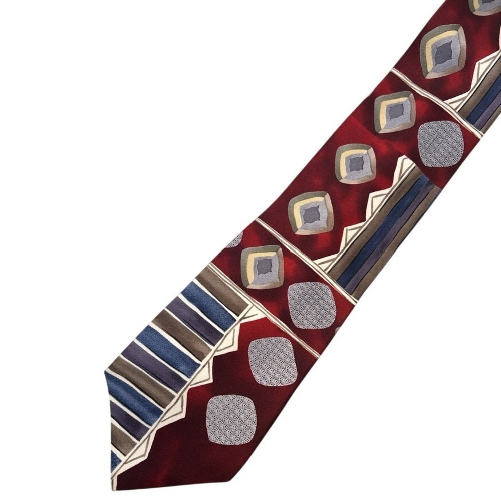 Vintage Oscar de la Renta Necktie Multicolor Geometric Silk Foulard Poetcore